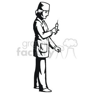Black and white outline of a nurse clipart. Royalty-free image # 160637
