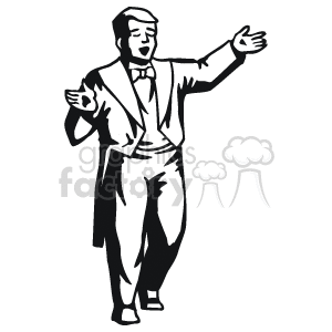 Black and white male opera singer clipart.