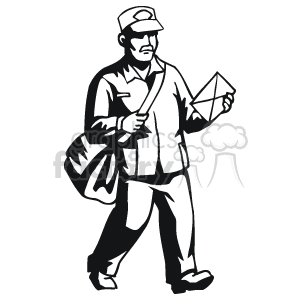 Black and white mailman clipart.