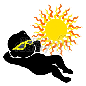 Baby tanning under the sun clipart.