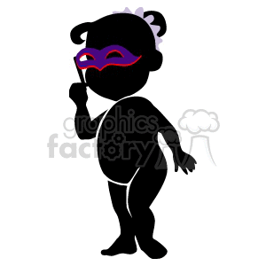 Girl holding a mask over her eyes clipart.