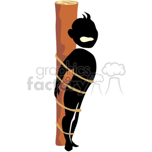 person tied to a pole held hostage clipart.
