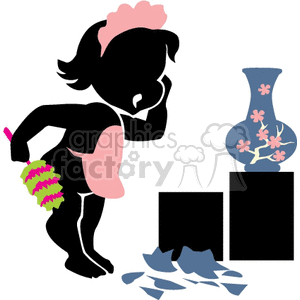 shadow people silhouette working work humans maid maids broken vase accident cleaning lady female   people-229 Clip Art broke glass dusting