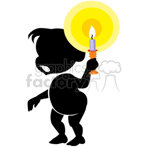 Baby holding a candle clipart.