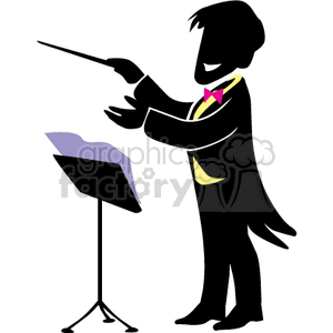 Mistro in front of his orchestra clipart. Commercial use image # 162157
