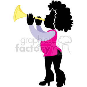 Lady playing a golden trumpet animation. Commercial use animation # 162163