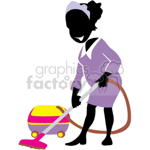Maid using a vacuum cleaner