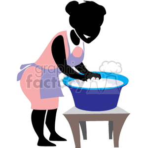 Woman washing clothes clipart. Commercial use image # 162195
