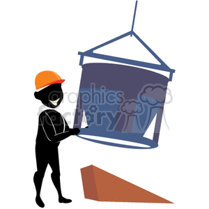 Construction worker holding a big cement bucket clipart. Commercial use image # 162225