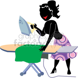 woman ironing clothes clipart.