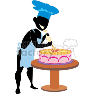 man decorating a cake clipart.