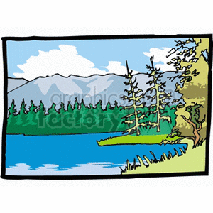   mountain mountains land ocean bay lake lakes tree trees forest  landscape100.gif Clip Art Places Landscape 