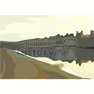   mountain mountains river rivers tree trees forest woods  morningunderriver.gif Clip Art Places Landscape 