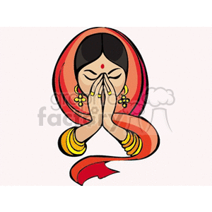 indian woman praying clipart. Commercial use image # 164552