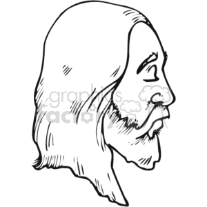 black and white Jesus head clipart. Royalty-free icon # 164658