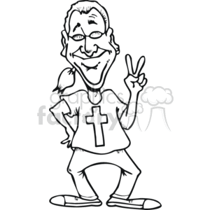 black and white hippie guy clipart.