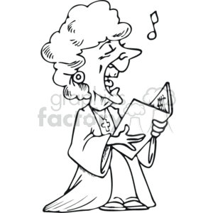 black and white lady singing church choir clipart. Royalty-free image # 164703