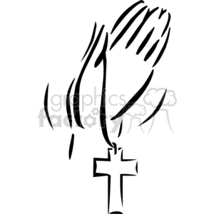  christian religion religious cross pray praying praise hands   Christian_ss_bw_172 Clip Art Religion Christian black white outline drawing rosary