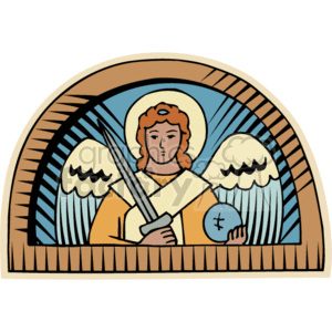 clipart - Stained glass window with an angel on it.