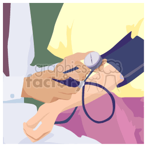 doctor checking a patients blood pressure clipart.