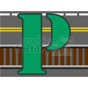 Letter P with Transportation Background