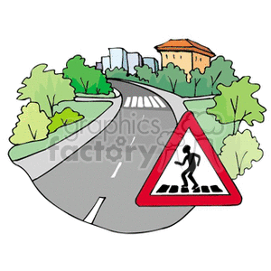   street sign signs people crossing road roads  attentioncrossing3.gif Clip Art Signs-Symbols Road Signs 