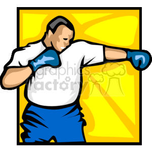 Boxer with blue boxing gloves clipart.