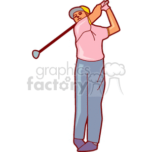 golfer wearing a pink shirt clipart.