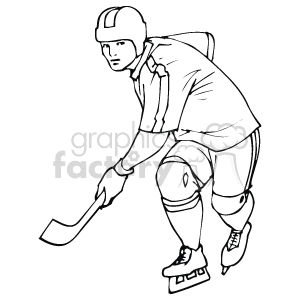  hockey player players ice   Sport029_bw Clip Art Sports Hockey black white