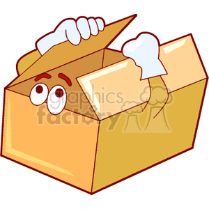 box with cartoon eyes and hands clipart. Royalty-free image # 170463