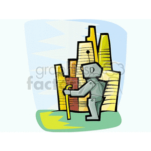 old robot in the city clipart.