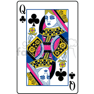 Queen of clubs clipart. Commercial use image # 171655