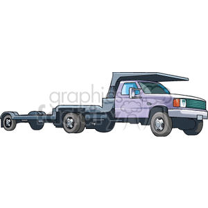 Flat bed truck pulling a trailer clipart.