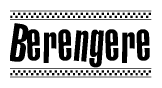 The image contains the text Berengere in a bold, stylized font, with a checkered flag pattern bordering the top and bottom of the text.