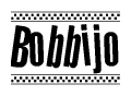 The clipart image displays the text Bobbijo in a bold, stylized font. It is enclosed in a rectangular border with a checkerboard pattern running below and above the text, similar to a finish line in racing. 