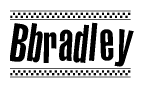 The clipart image displays the text Bbradley in a bold, stylized font. It is enclosed in a rectangular border with a checkerboard pattern running below and above the text, similar to a finish line in racing. 