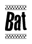 The image contains the text Bat in a bold, stylized font, with a checkered flag pattern bordering the top and bottom of the text.