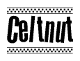 The image contains the text Celtnut in a bold, stylized font, with a checkered flag pattern bordering the top and bottom of the text.