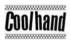 The image contains the text Coolhand in a bold, stylized font, with a checkered flag pattern bordering the top and bottom of the text.