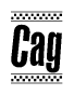 The image contains the text Cag in a bold, stylized font, with a checkered flag pattern bordering the top and bottom of the text.