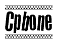 The image contains the text Cpbone in a bold, stylized font, with a checkered flag pattern bordering the top and bottom of the text.