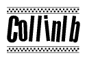 The image contains the text Collinlb in a bold, stylized font, with a checkered flag pattern bordering the top and bottom of the text.