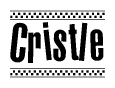 The image contains the text Cristle in a bold, stylized font, with a checkered flag pattern bordering the top and bottom of the text.