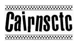 The clipart image displays the text Cairnsctc in a bold, stylized font. It is enclosed in a rectangular border with a checkerboard pattern running below and above the text, similar to a finish line in racing. 