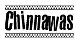 The image contains the text Chinnawas in a bold, stylized font, with a checkered flag pattern bordering the top and bottom of the text.