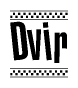 The image contains the text Dvir in a bold, stylized font, with a checkered flag pattern bordering the top and bottom of the text.