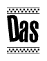 The image contains the text Das in a bold, stylized font, with a checkered flag pattern bordering the top and bottom of the text.