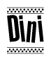 The clipart image displays the text Dini in a bold, stylized font. It is enclosed in a rectangular border with a checkerboard pattern running below and above the text, similar to a finish line in racing. 
