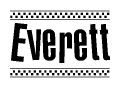 The clipart image displays the text Everett in a bold, stylized font. It is enclosed in a rectangular border with a checkerboard pattern running below and above the text, similar to a finish line in racing. 