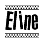 The image contains the text Eline in a bold, stylized font, with a checkered flag pattern bordering the top and bottom of the text.